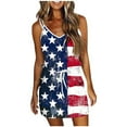 thumbnail image 2 of 4th of July Independence Day American Flag Beach Sun Dress Fashion Women Casual Printed Sleevesless Camies Crew Neck Mini Dress Summer Vacation Beach Fashion S-XXL, 2 of 4