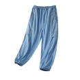 thumbnail image 2 of Crunowin Girls Denim Cargo Jeans Tencel Material Summer Lightweight Utility Style Wide Leg Flared Style Denim Jeans Light Blue Size 5-6 Years, 2 of 8