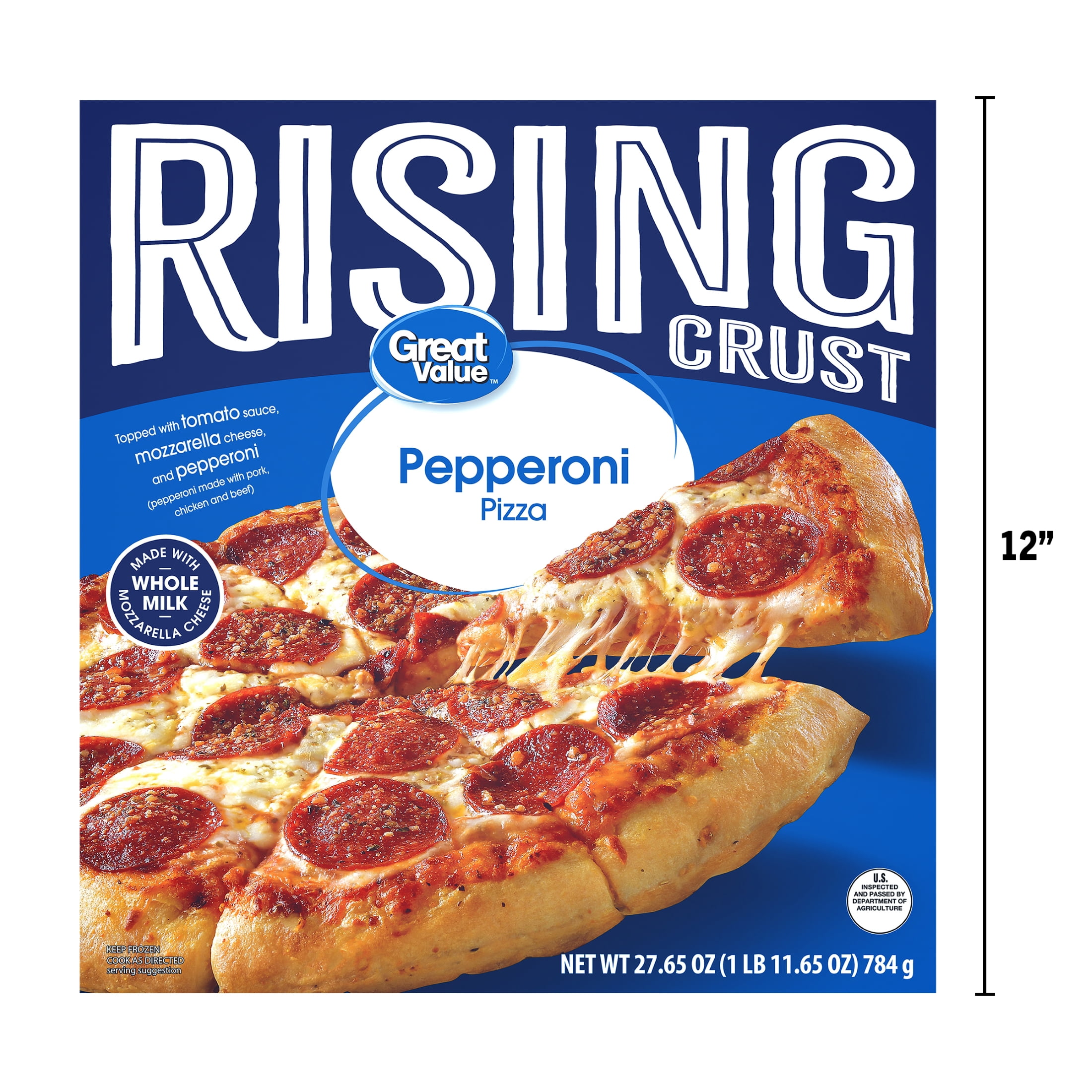 Great Value Rising Crust Pepperoni Pizza, Marinara Sauce, 27.65 oz (Frozen)