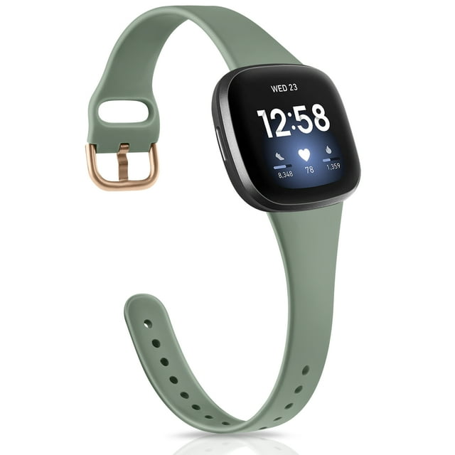 Silicone Silm Strap For Fitbit Versa 3/Versa 4 Band Bracelet For Fitbit Sense/Sense 2 Watchband Wristband Replacement Olive green For Fitbit sense