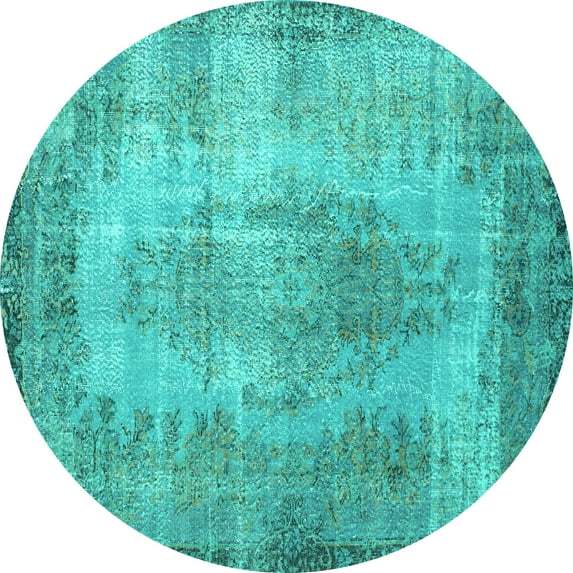 Ahgly Company Indoor Round Persian Turquoise Blue Bohemian Area Rugs, 3' Round