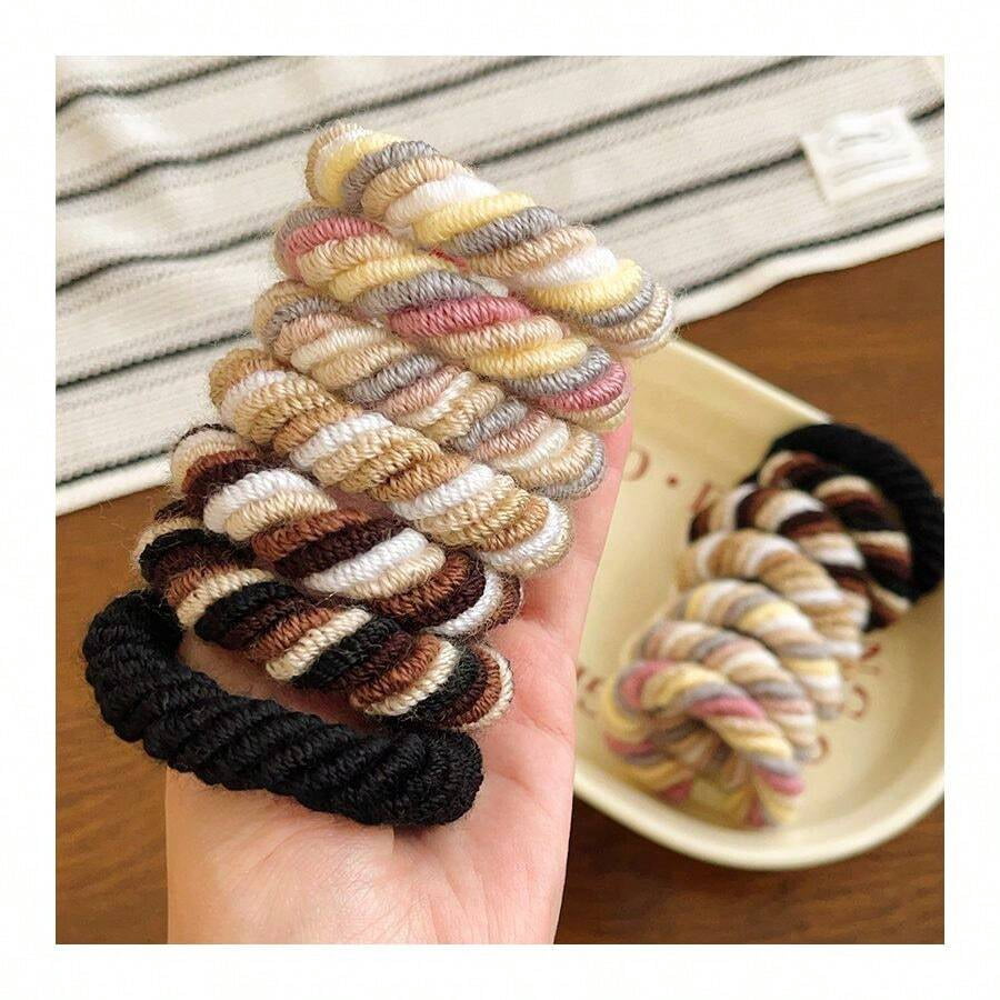 Twist Gray Yellow Knotted Braided Hair Band With High Elasticity And Soft Grip For Gentle Ponytail Styling