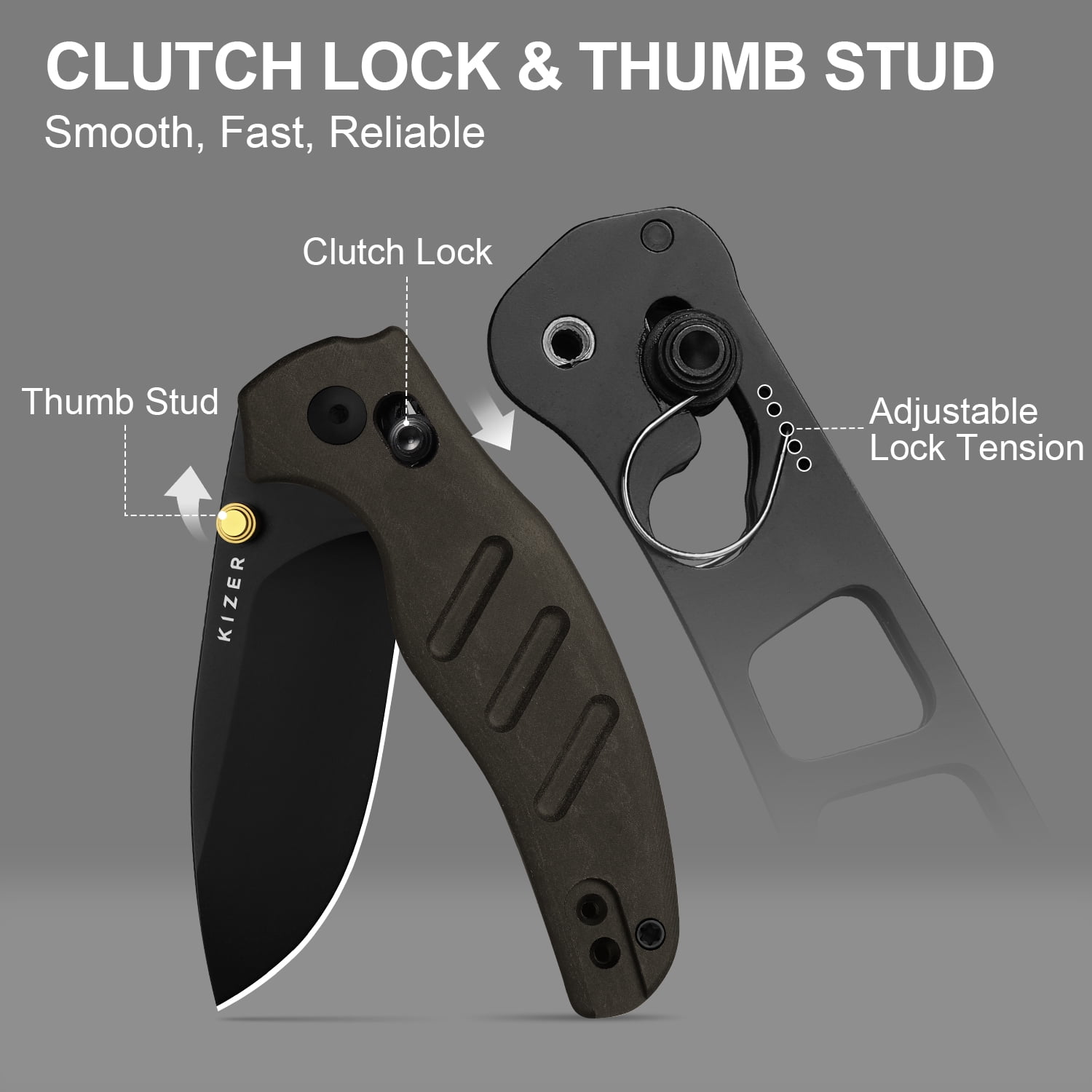 Kizer C01C 2.9 CD EDC Folding Pocket Knife 2.95'' Nitro-V Blade Richlite Handle