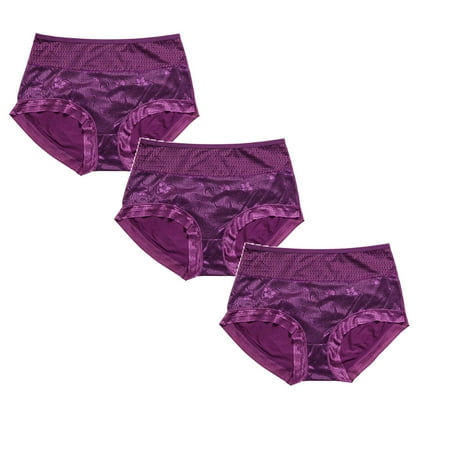 

Womens Underwear Brief Plus Size Cotton Bikini Lace Soft Hipster Panty Ladies Stretch Panties3PC