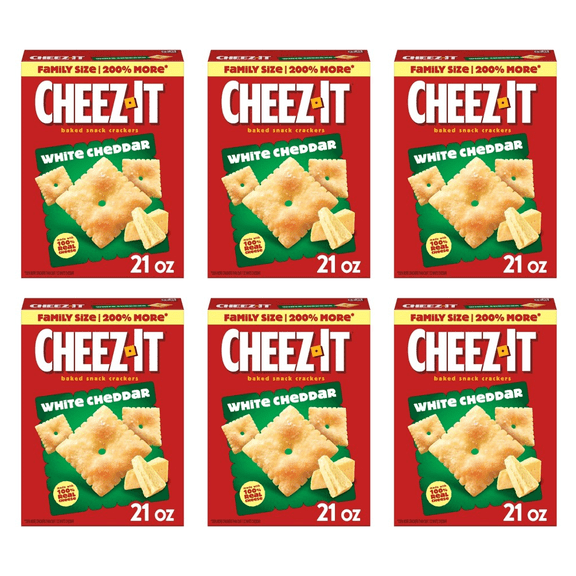 Cheez-It White Cheddar Cheese Crackers, Baked Snack Crackers, 21 oz (Pack of 6)
