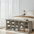 thumbnail image 3 of Shoe Bench, Shoe Storage Bench with 15 Compartments, Adjustable Shelves, Bench, Heather Greige, 3 of 7