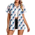thumbnail image 5 of Plus Size Summer Shirts for Women Short Sleeve Button Down Collared Fashion Printed Casual Loose Beach Vacation Tops (XL, White), 5 of 5