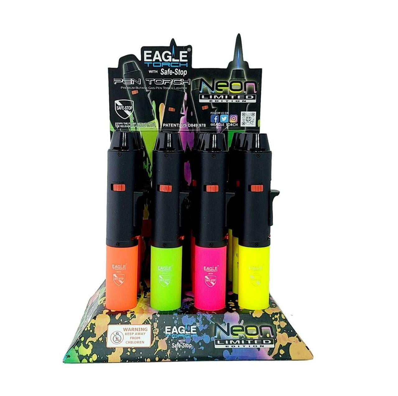 4 PACK Eagle Torch Pen Lighter Neon Jet Flame Windproof BBQ Cigar Cooking Refillable Lighter