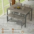 thumbnail image 6 of Gymax 4pcs Dining Table Set Rustic Desk 2 Chairs & Bench w/ Storage Rack Grey, 6 of 9