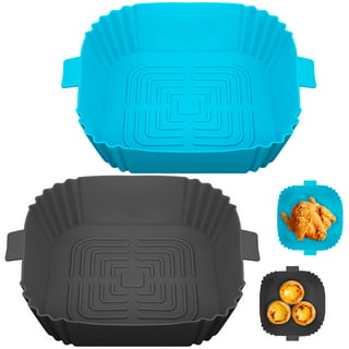 Reusable Air Fryer Silicone Liners Set, 8.5in Non Stick Perforated 5.8qt  Air Fryer Accessories with Magnetic Cheat Sheet Deep Fryer Parts Replace
