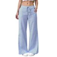 thumbnail image 4 of Delayuji Striped Linen Pants for Women Wide Leg Pant Elastic Waist Lightweight Casual Pants Trousers Streestwear, 4 of 6