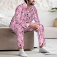thumbnail image 7 of Naloa Cartoon Poodle Dog Men’s Pajamas Set - Long Sleeve Button Down Sleep Shirt and Pajama Bottoms Sleepwear Set-X-Large, 7 of 7