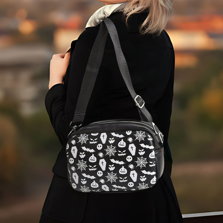 InsCrazy Sling Bag for Men, Halloween Purse Skeleton Skull