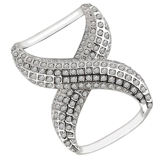 Bufanda de gasa de seda Clips Broche Anillos con de imitación - Plata Zulema Sujetador de bufanda de seda