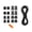 Black 18 piece refle, variant on Backpack Fxed Buckle Expansion Rope Set for Outdoor Camping Sports Bag Backpack Modification Rope Easy to Install