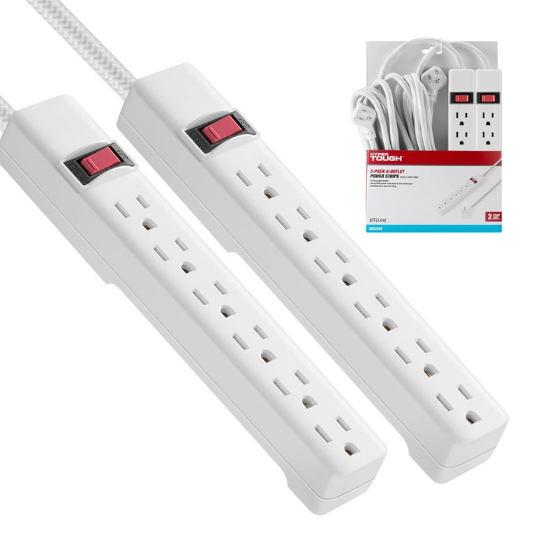 Hyper Tough Indoor 6-Outlet Power Strip with 8ft Braided