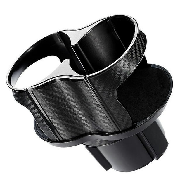 Car Cup Mount Practical Car Accessory Classic Color Design Carbon Fiber Black Silver Edge 1Pack