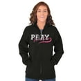 thumbnail image 3 of Pray For A Cure Breast Cancer Sport Zip Hoodie Sweatshirt Women Brisco Brands S, 3 of 6