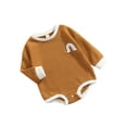 thumbnail image 2 of Seyurigaoka Color Block Playsuit, Rainbow Pattern Long Sleeve Round Neck Romper, 2 of 6