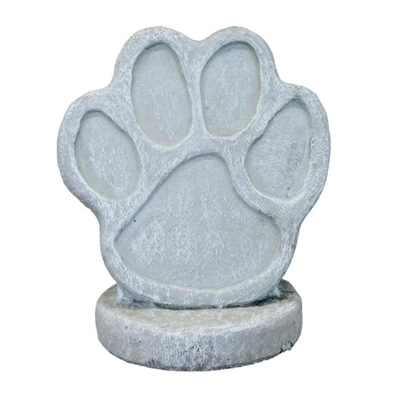 Solid Rock Stoneworks Large Paw Print Concrete Statue, 14" Tall, Marble Tone Color
