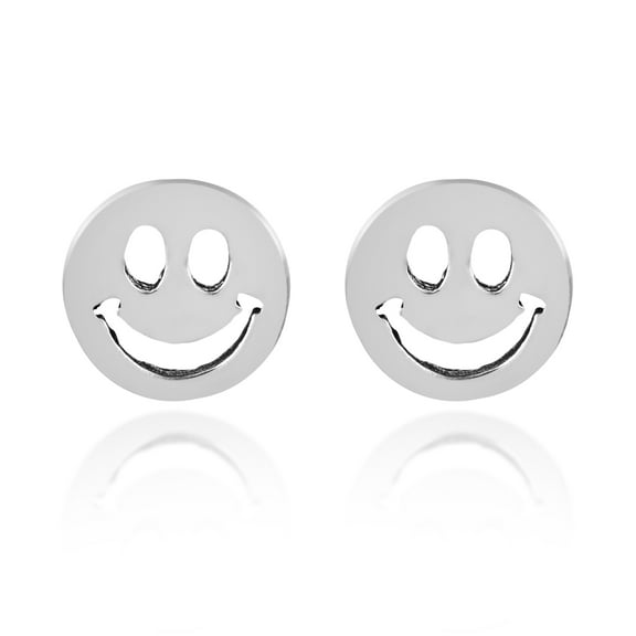 Happy Smiley Face .925 Sterling Silver Stud Earrings