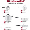 thumbnail image 2 of KitchenAid - Brushed Stainless Steel Cookware Set, 10-Piece Pots and Pan Set, Induction Cooktop Compatible, 2 of 8