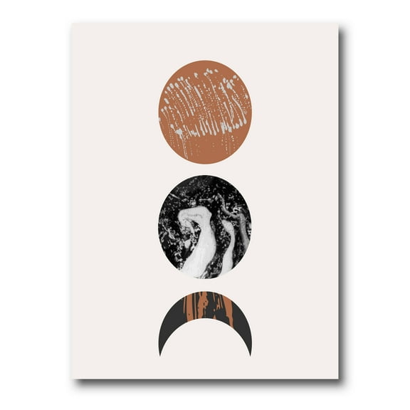 Designart ' Retro Shapes Abstract Moons and Suns ' Modern Canvas Wall Art Print