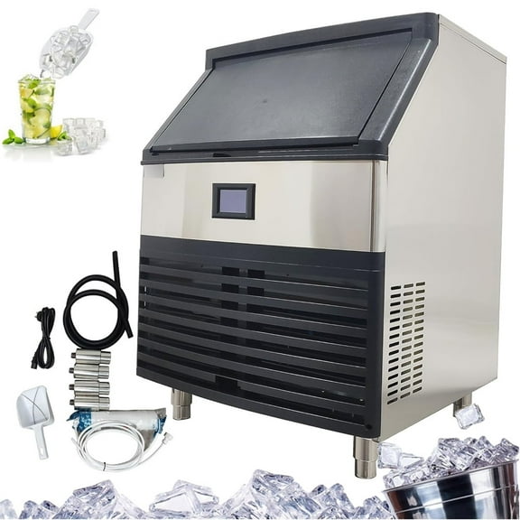 330LBS Freestanding Stainless Steel Ice Machine with Filter Water Cooled Ice Making Machine