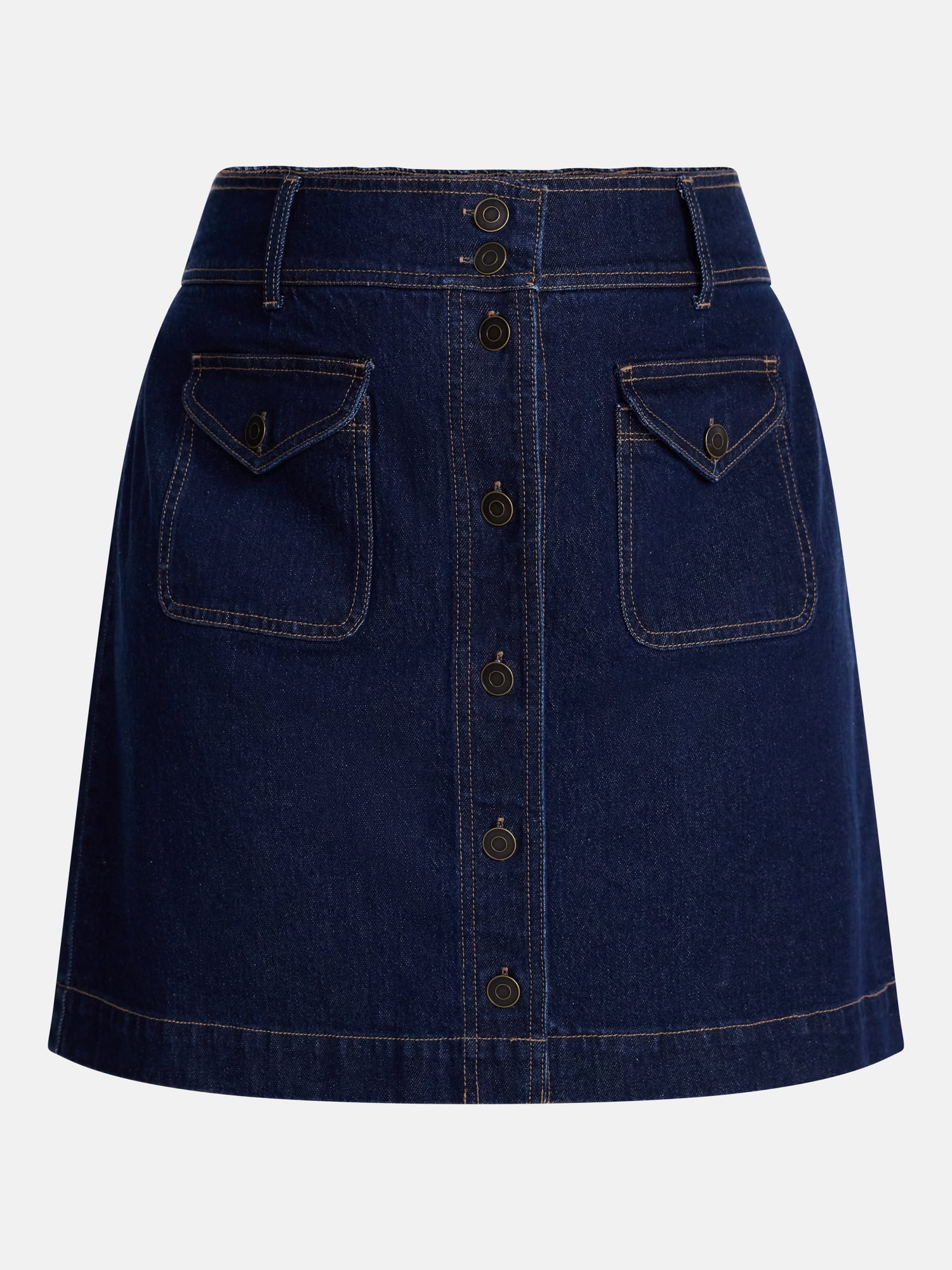 Terra and Sky Women's Flap Pocket Denim Mini Skirt, Sizes 0X-5X