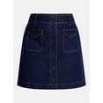 thumbnail image 5 of Terra & Sky Women's Flap Pocket Button Front Denim Mini Skirt, Sizes 0X-5X, 5 of 5