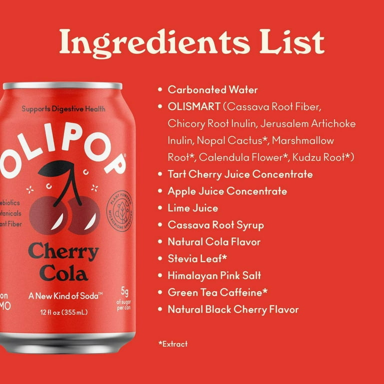 2X - OLIPOP Cherry Cola Prebiotic Soda - 12 fl oz Can - Walmart.com