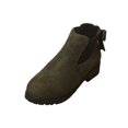 thumbnail image 2 of LRGSHF Women's Ankle Boots Chunky Low Heels Booties Slip On Elastic Fall Short Boots Round Toe Solid Faux Suede Casual Booties Back Bow Decor Non-Slip Comfortable Walking Shoes, 2 of 5