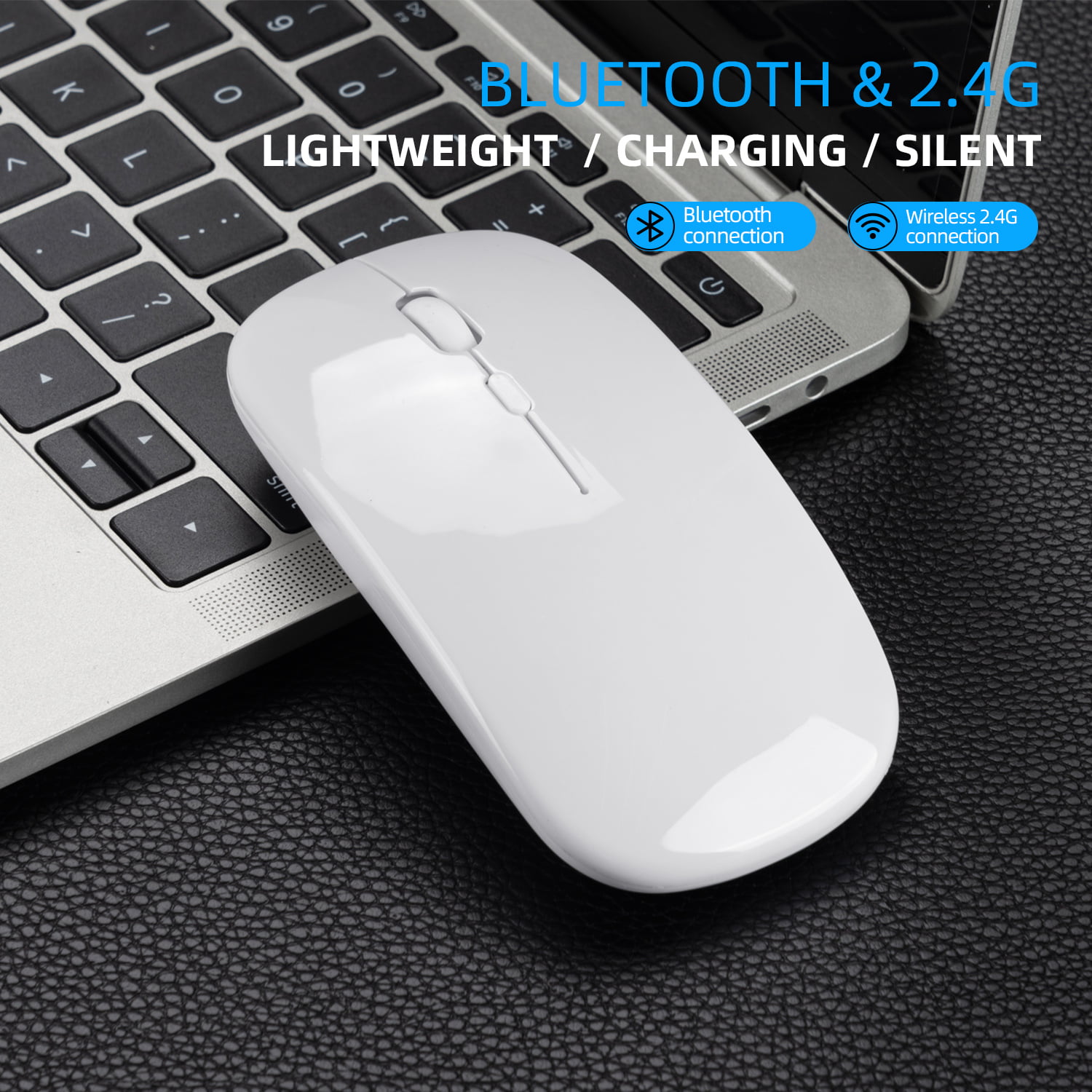 2.4G Wireless Mute Computer Mouse for PC Laptop Silver RONSHIN Dual Mode Bluetooth 4.0 