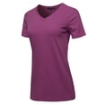 thumbnail image 2 of A2Y Women's Basic Solid Premium Cotton Short Sleeve V-neck T Shirt Tee Tops Dark Plum 3XL, 2 of 6