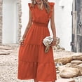 thumbnail image 3 of Vestidos midi Vestido de mujer de una línea sin mangas con cuello en V vestido largo suave para cóctel (naranja M) Cgtredaw para Mujer Naranja T M, 3 of 7