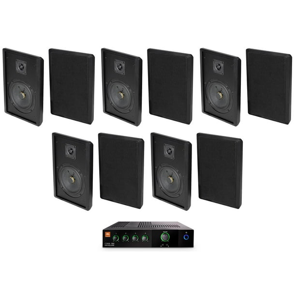 JBL CSMA 180 Commercial 70v Amplifier+(10) Black 5.25" Slim Wall Mount