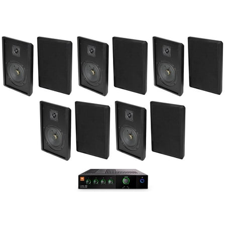 JBL CSMA 180 Commercial 70v Amplifier+(10) Black 5.25" Slim Wall Mount Speakers