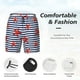 thumbnail image 3 of Balery Starfish Navy Blue Stripe Bañador para hombre, shorts de playa de secado rápido con entrepierna y forro de compresión-Medium, 3 of 6