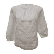 Ralph Lauren WHITE Women's Embroidered Floral L/S Top, US 2X-Large