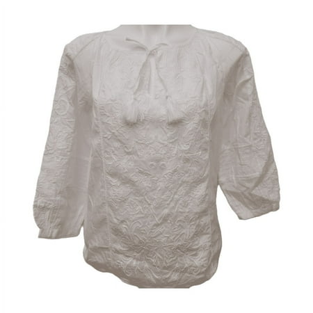 Ralph Lauren WHITE Women's Embroidered Floral L/S Top, US 2X-Large