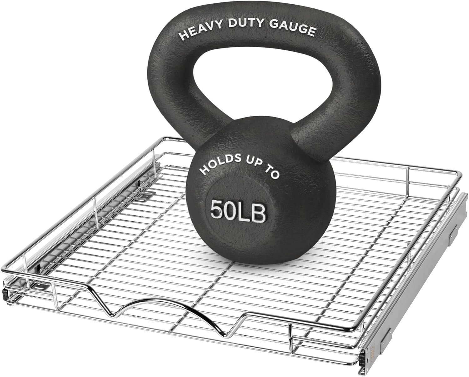 PEZGO Pull out Cabinet Organizer with Steel Metal Chrome Finish 22”W x 21”D