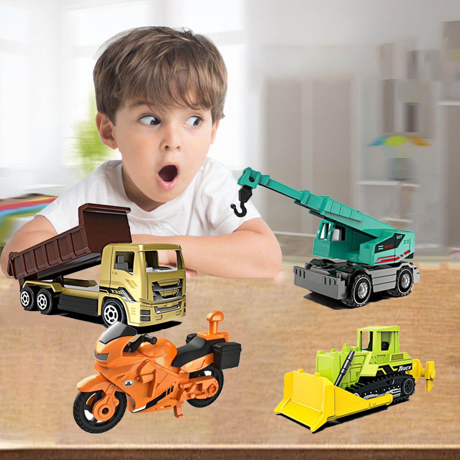 VERMON Mini Aircraft Toy 4Pcs/Set Vehicle Toy Cranes Durable Track