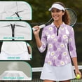 thumbnail image 6 of Uorisanigo Rabbit Daisy Womens Moisture Wicking Casual Tennis Activewear Fashionable Versatile Long Sleeve Golf Polo Shirts Comfortable Stylish Zip Up Collar Athletic Tops Size XL, 6 of 7