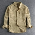 thumbnail image 4 of Vintage Retro Men Cargo Shirt Jacket Canvas Cotton Khaki Military Uniform Light Casual Work Safari Style Shirts Mens Tops Shirt, 4 of 5