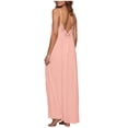 thumbnail image 5 of JGGSPWM Womens Backless Dress Lace Sleeveless Summer Dress Fashion Cami Dresses Spaghetti Strap Flowy Long Sundress with Back Tie Pink XL, 5 of 9