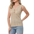 thumbnail image 4 of Beach Vacation Clothes for Women's Summer Tank Tops Knit Sweater Vest Crochet Sleeveless Pullover Top S Khaki, 4 of 6