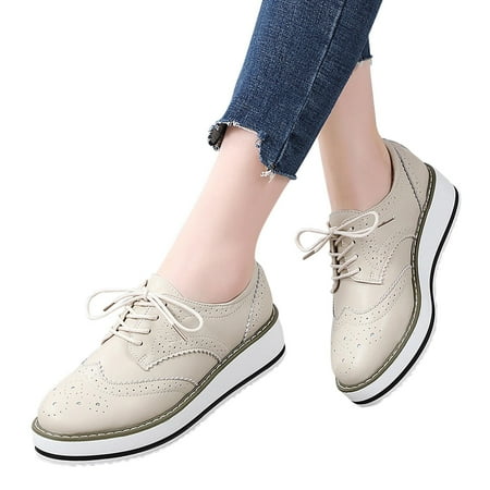 

Xysaqa Shoes for Women Shoes for Women Sneakers Plain Face Style Matsuke Thick Sole Leather Sports British Style Block Medium Heel Hollowed Out Women s Shoes Womens Flats Savings!