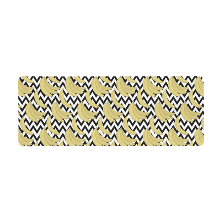SUNENAT Soft Extra Extended Large Gaming Mouse Pad with Stitched Edges, 31.5 x 12In, Desk Pad Keyboard Mat, Non-Slip Base for Office & Home, Yellow Bananas with Black Chevron Zigzag