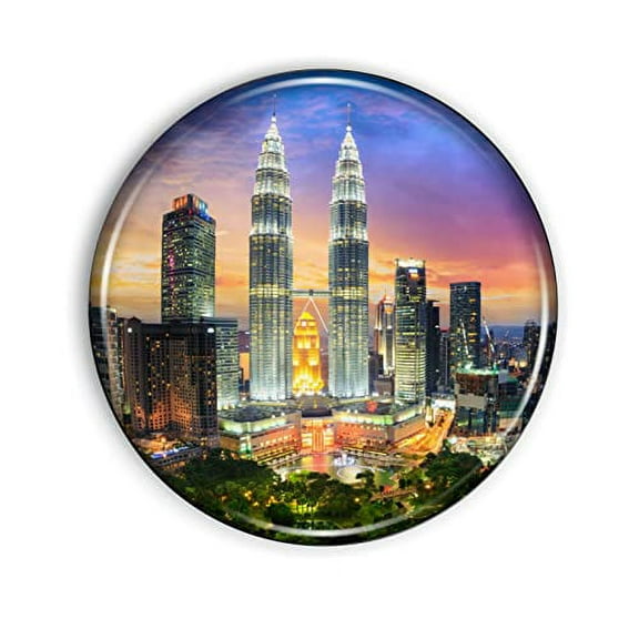 Kuala Lumpur Magnet Strong and Flexible Kuala Lumpur Refrigerator Magnet 1.1 Inch Epoxy Dome