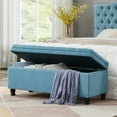 thumbnail image 5 of Knubmt Linen Storage Bench for Home, Living Room, Upholstered Stools with Wooden Legs, Light Blue, 5 of 9